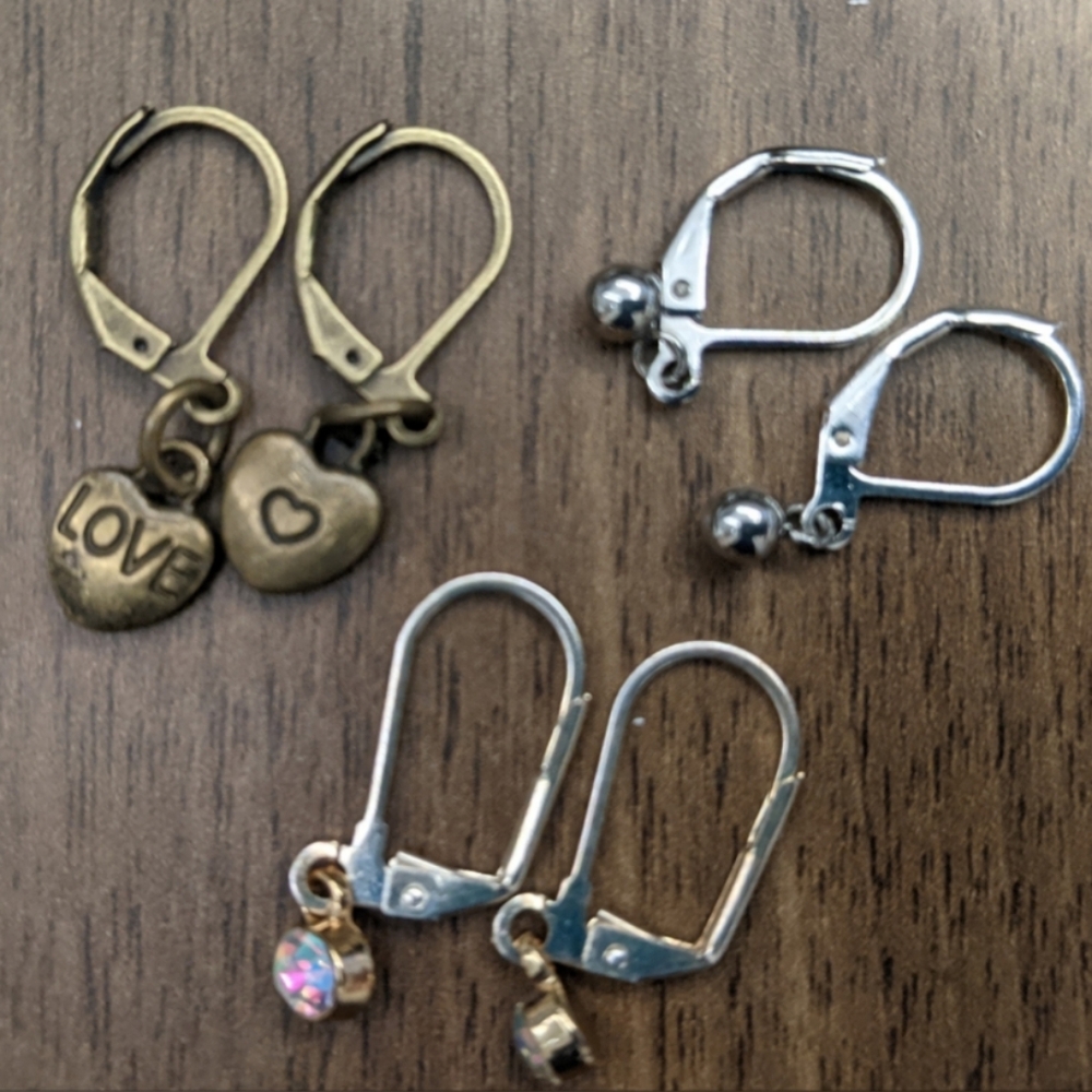 Set of three multi-colored lever back earrings!